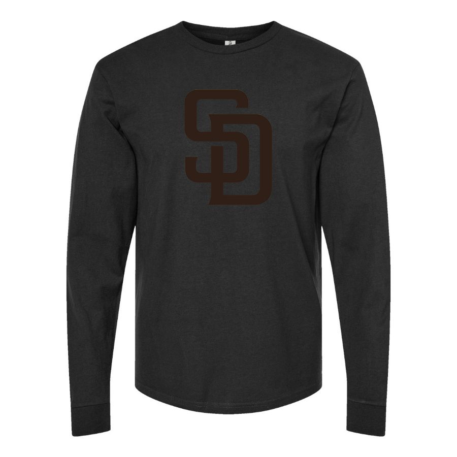 Men's San Diego Padres Long sleeves Cotton Blend T-Shirt - Black