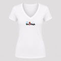 Women's Six Flags V Neck T-Shirt in white
