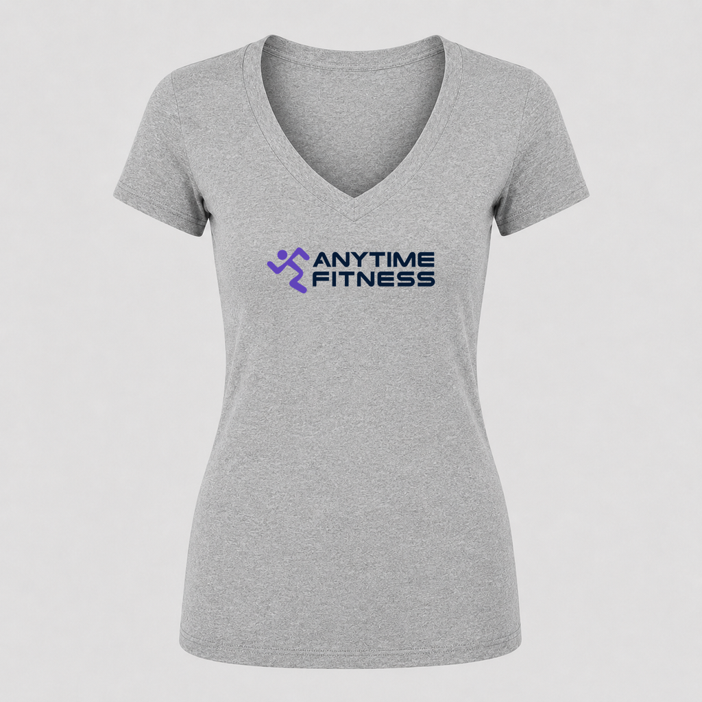 Women's Anytime Fitness V Neck T-Shirt in gray