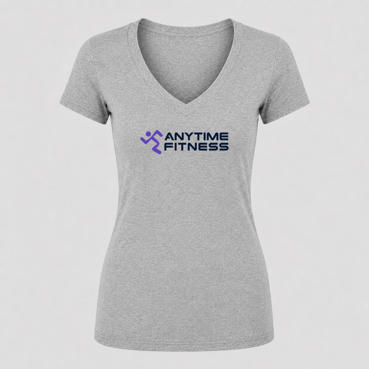 Women's Anytime Fitness V Neck T-Shirt in gray