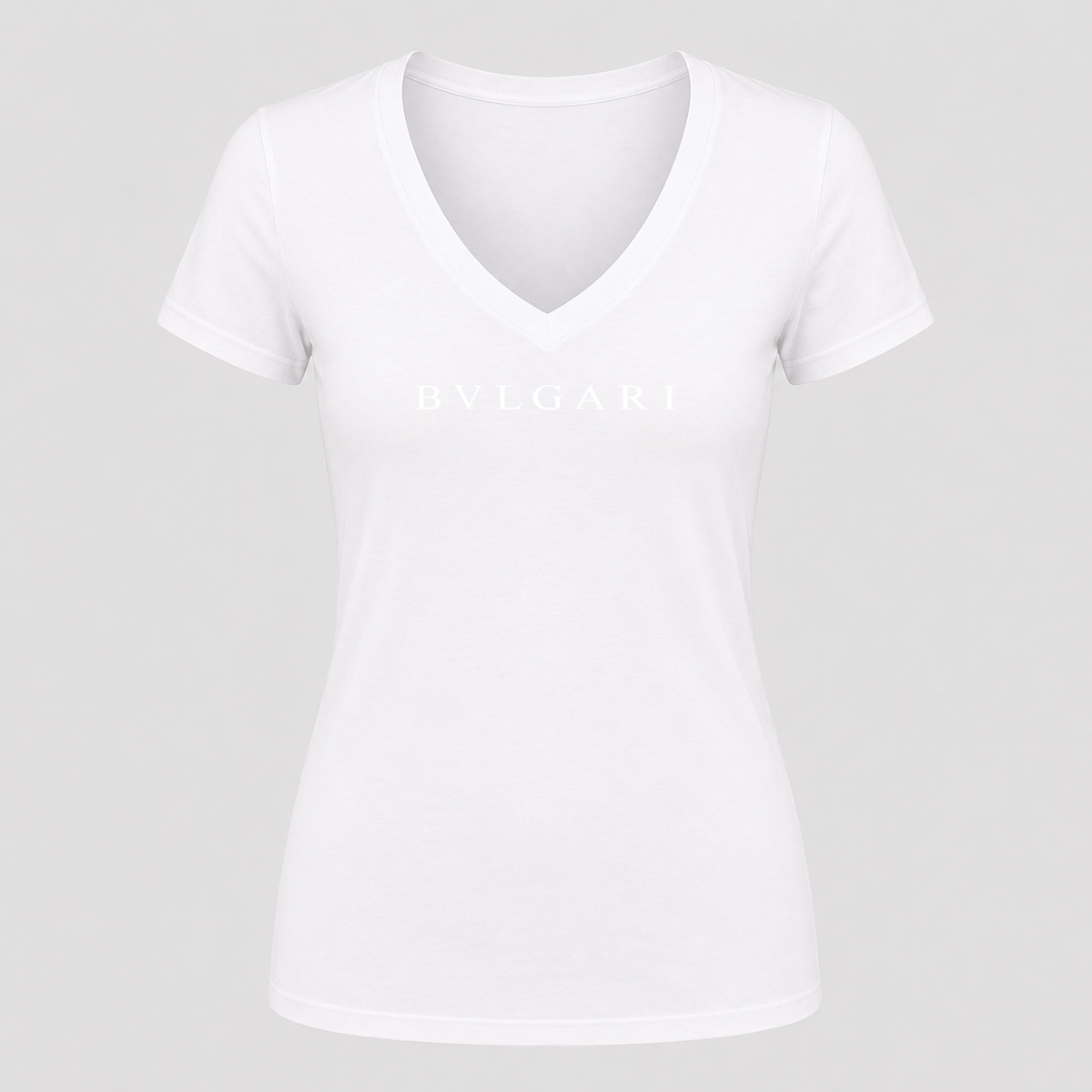 Women's Bvlgari White Design V Neck T-Shirt in white