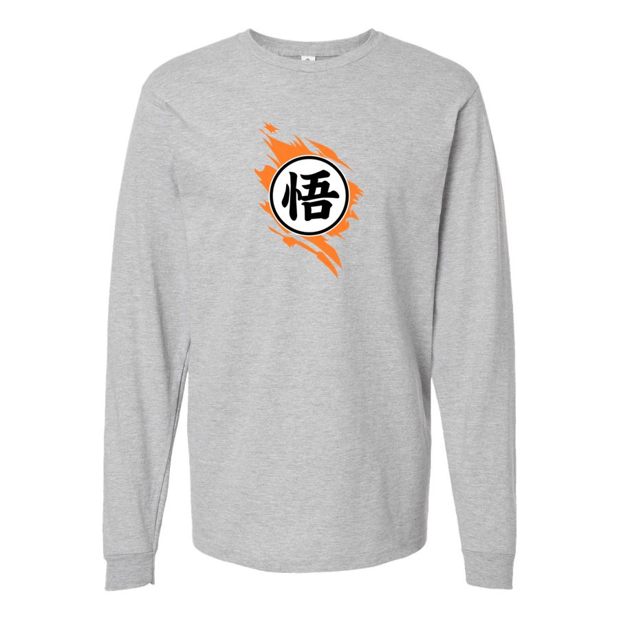 Men's Dragon Ball Z Logo Long sleeves Cotton Blend T-Shirt - Gray