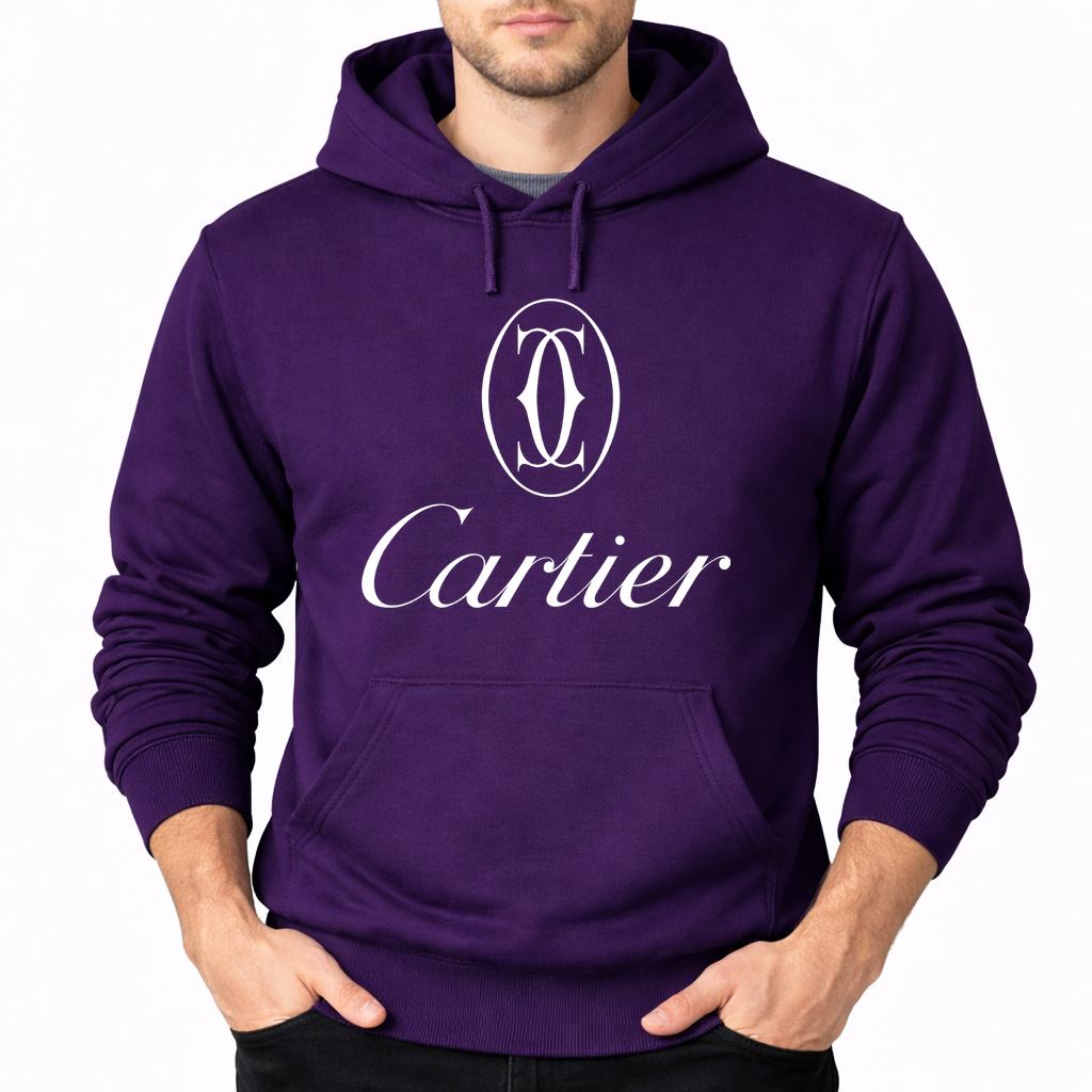 Men's Cartier White Pullover Hoodie - Purple