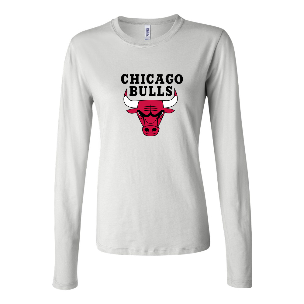 Women's Chicago bulls black Long Sleeve T-Shirt - White