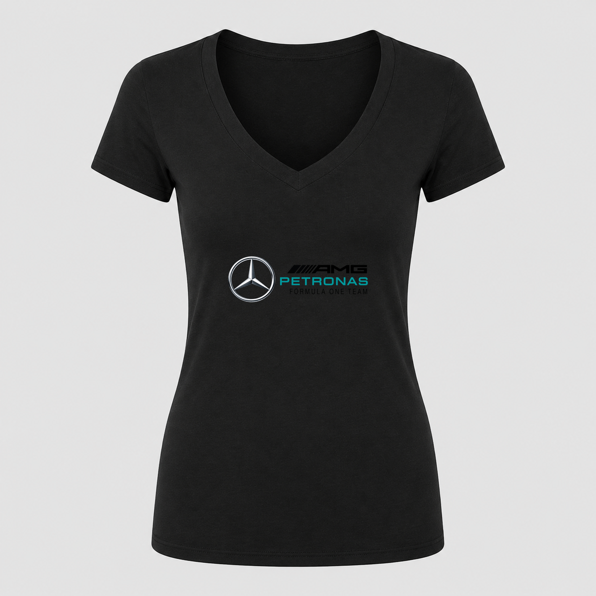 Women's Mercedes AMG Petronas Formula One Team V Neck T-Shirt in black