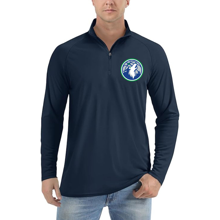 Minnesota Timberwolves quarter-zip athletic shirt in Navy