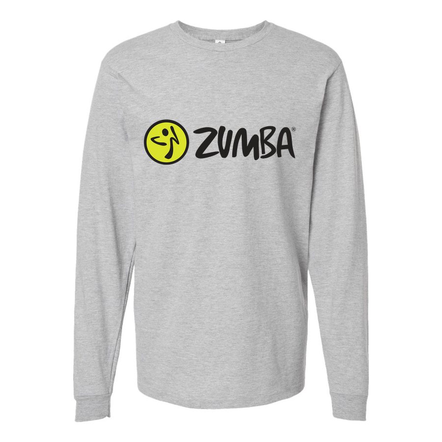 Men's Zumba-Fitness-logo-1536x922 Long sleeves Cotton Blend T-Shirt - Gray