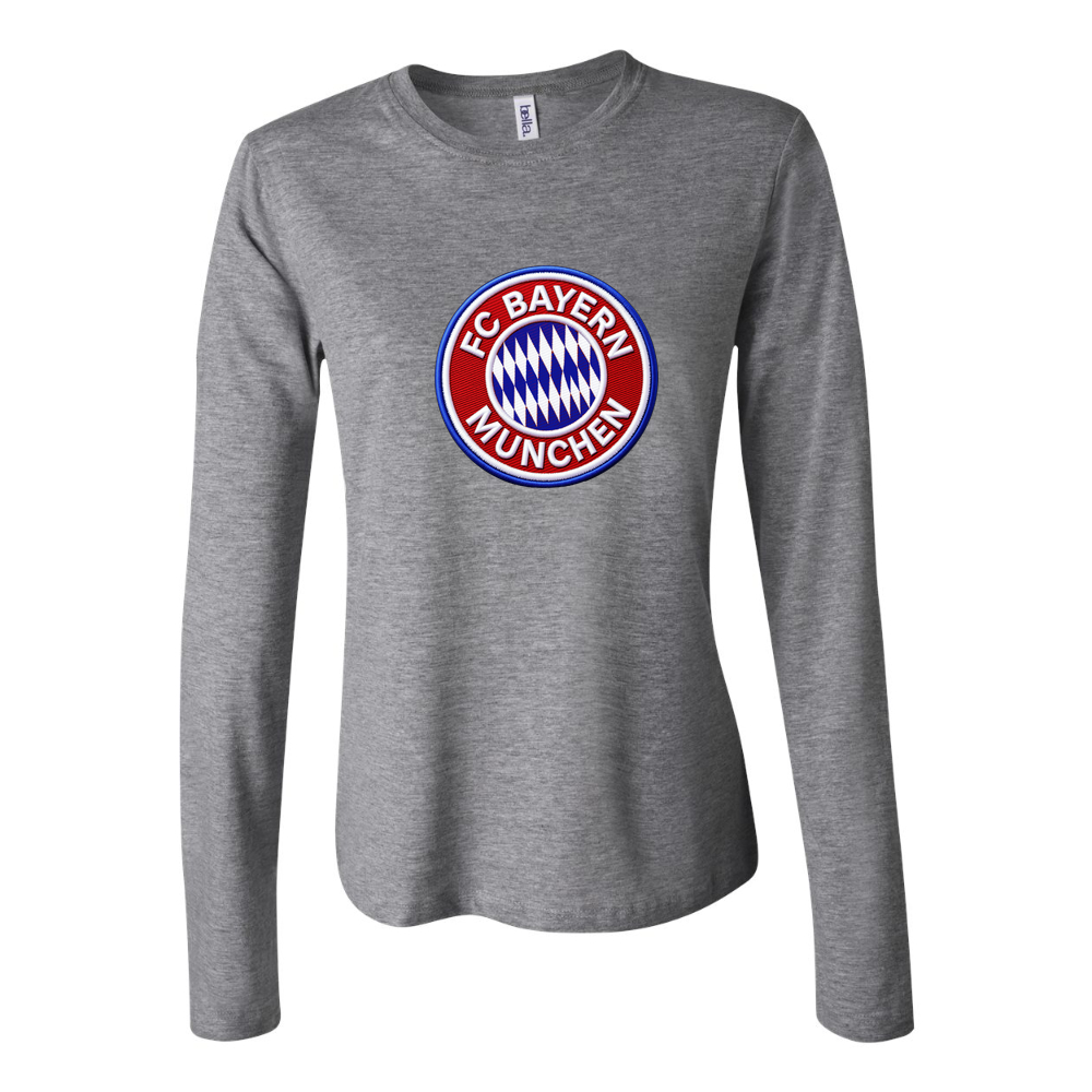 Women's FC Bayern Munich Soccer Embroidery Long Sleeve T-Shirt - Gray