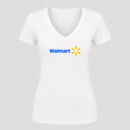 Women's Walmart V Neck T-Shirt in white