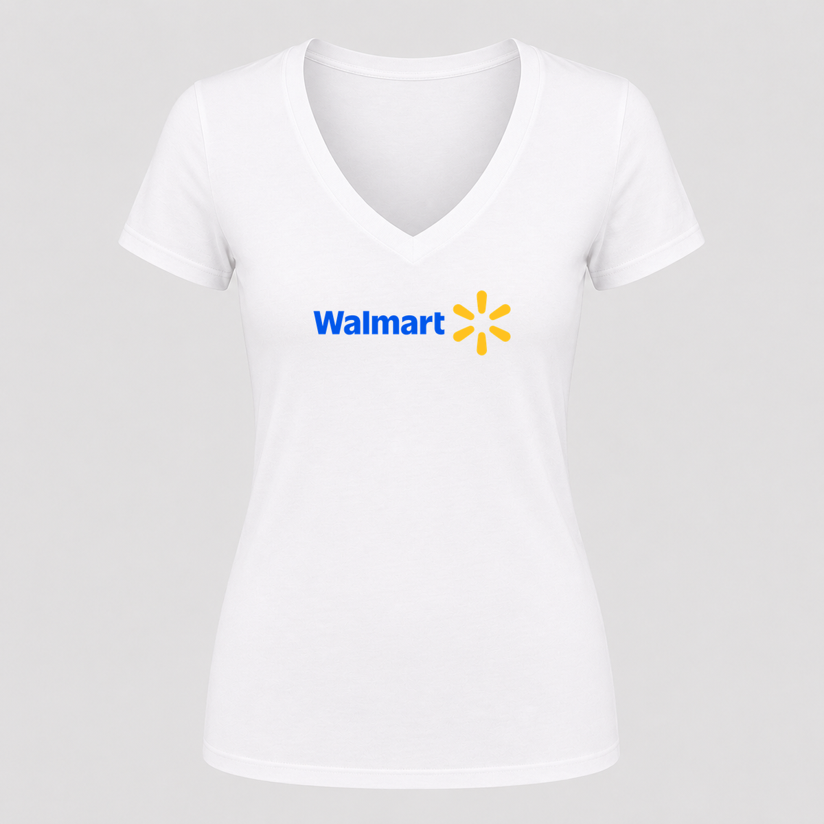 Women's Walmart V Neck T-Shirt in white