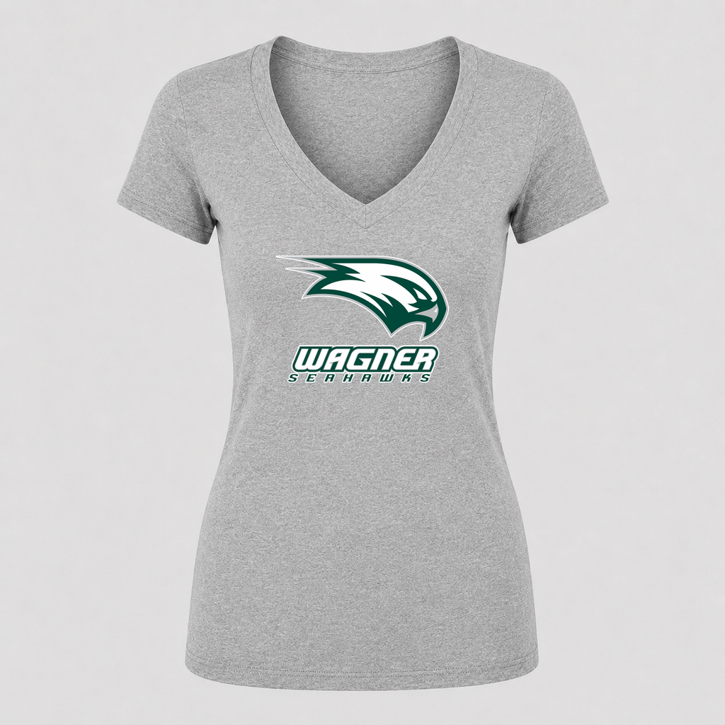 Women's Wagner Seahawks V Neck T-Shirt in gray