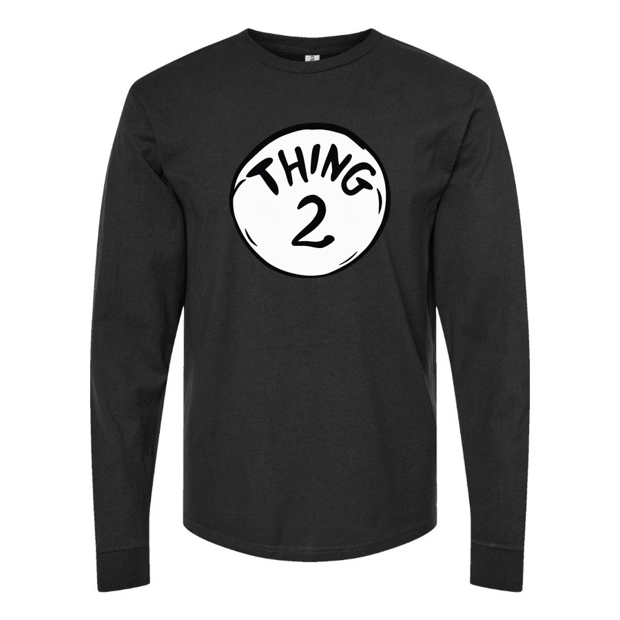 Men's Dr. Seuss Thing 2 Logo Long sleeves Cotton Blend T-Shirt - Black