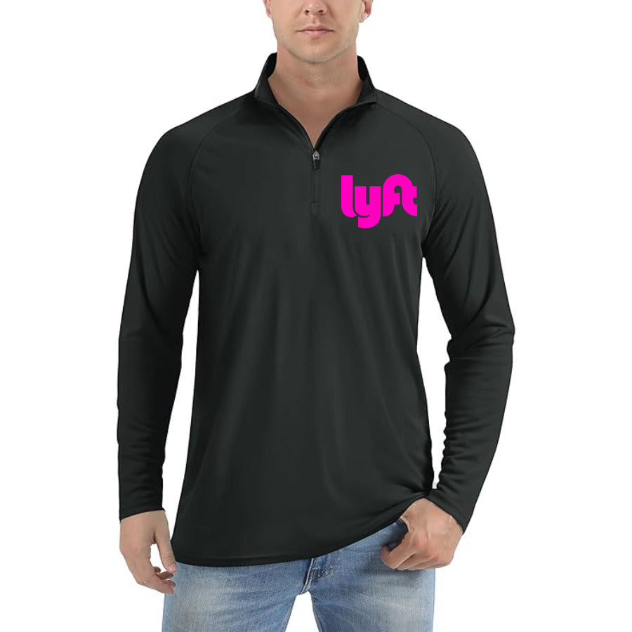 Lyft pink quarter-zip athletic shirt in Black