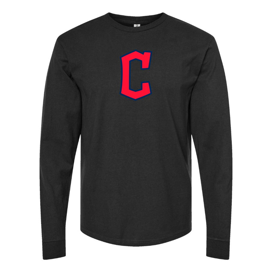 Men's Cleveland Guardians Long sleeves Cotton Blend T-Shirt - Black