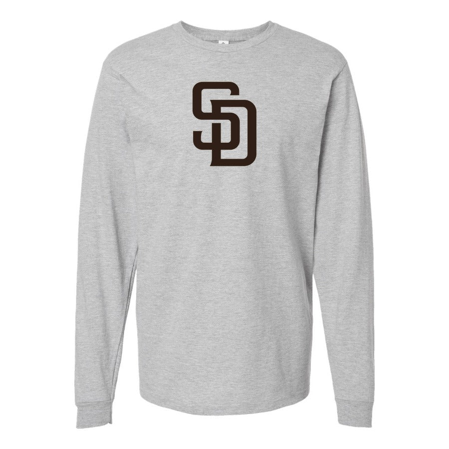 Men's San Diego Padres Long sleeves Cotton Blend T-Shirt - Gray