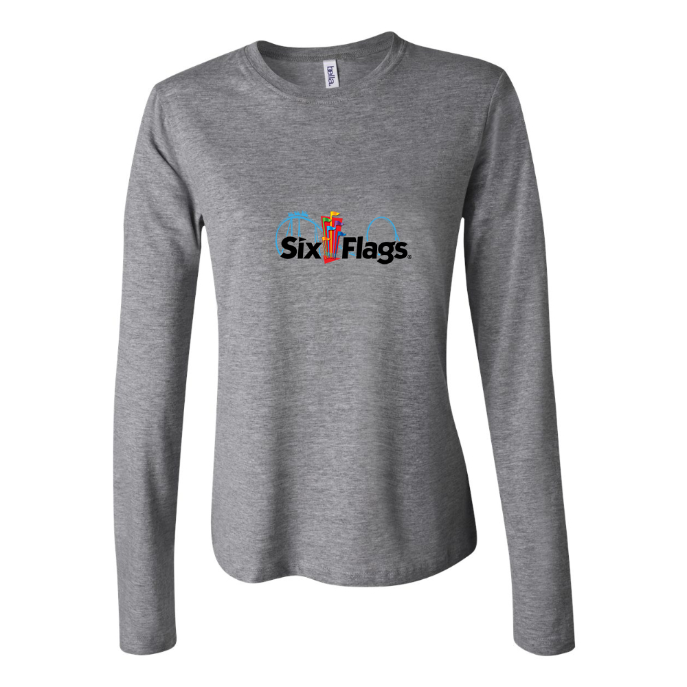 Women's Six Flags Long Sleeve T-Shirt - Gray