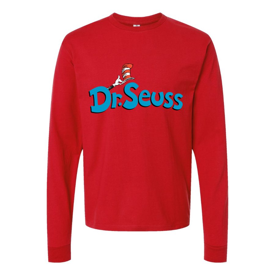 Men's Dr.-Seuss-Logo Long sleeves Cotton Blend T-Shirt - Red