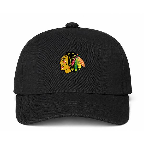 Chicago Blackhawks NHL Logo Black Dad Baseball Cap Hat