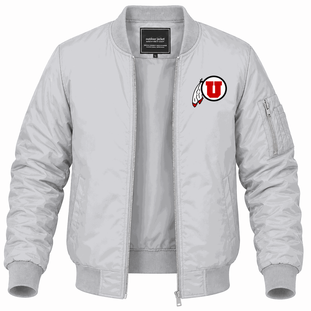 Men's Utah Utes Logo Lightweight Bomber Jacket - Gray