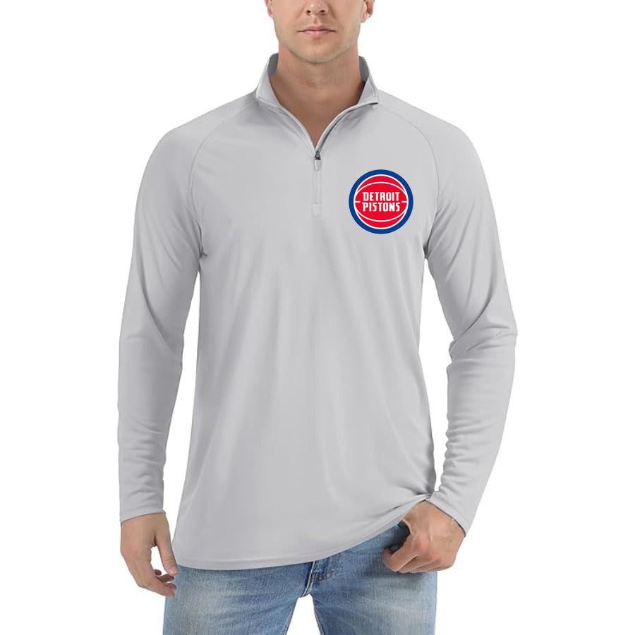 Detroit Pistons quarter-zip athletic shirt in Light Gray