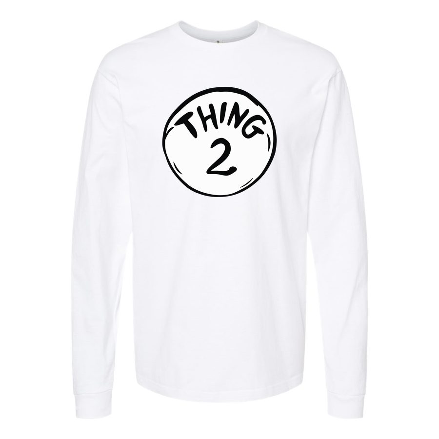Men's Dr. Seuss Thing 2 Logo Long sleeves Cotton Blend T-Shirt - White