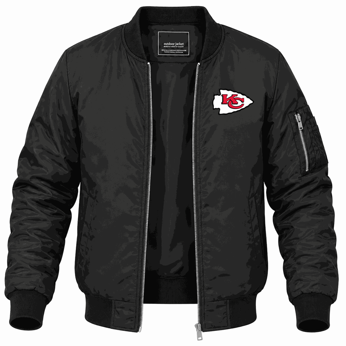 Men's Kansas City Chiefs Lightweight Bomber Jacket - Black