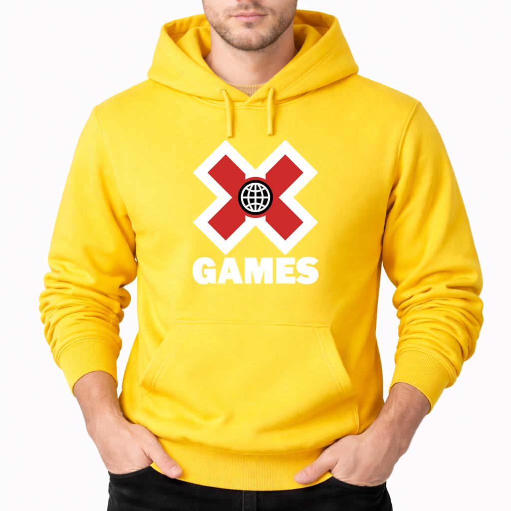 Men's X Games .white Pullover Hoodie - Yellow