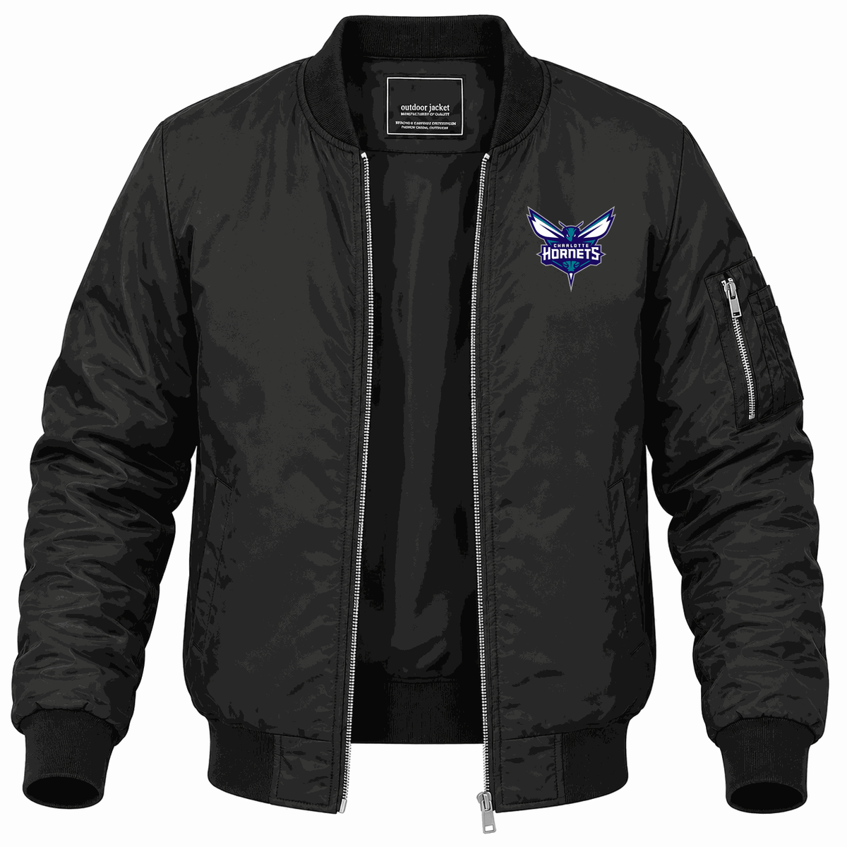 Men's Charlotte Hornets Lightweight Bomber Jacket - Black