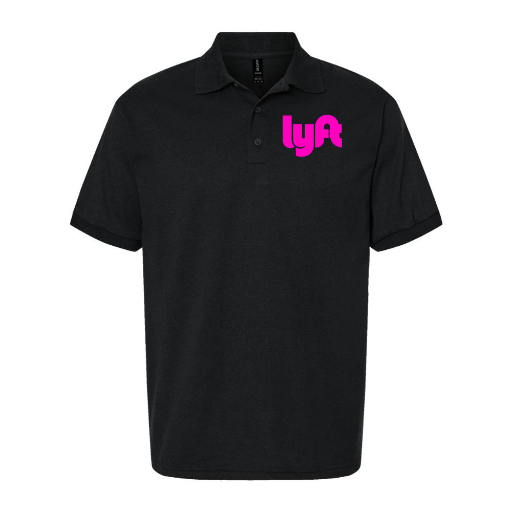 Men's Lyft Pink Logo Dry Blend Polo - Black