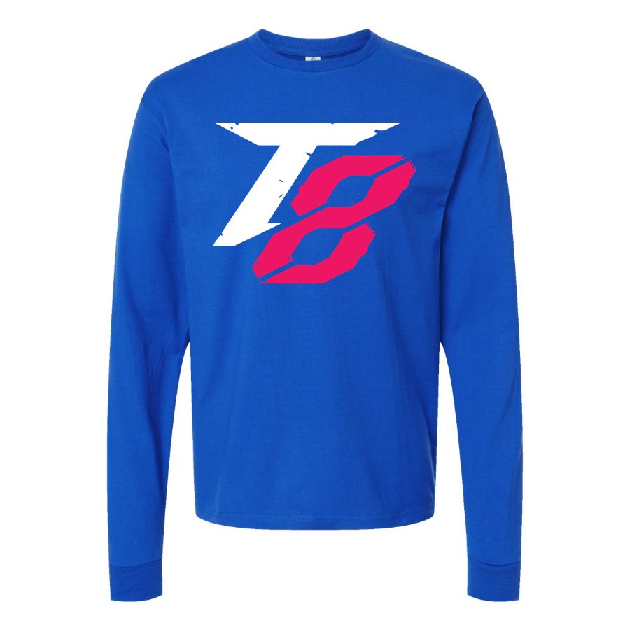 Men's Tekken 8 White Long sleeves Cotton Blend T-Shirt - Blue