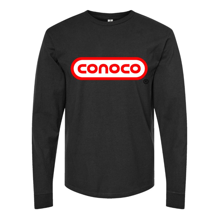 Men's Conoco-Logo Long sleeves Cotton Blend T-Shirt - Black