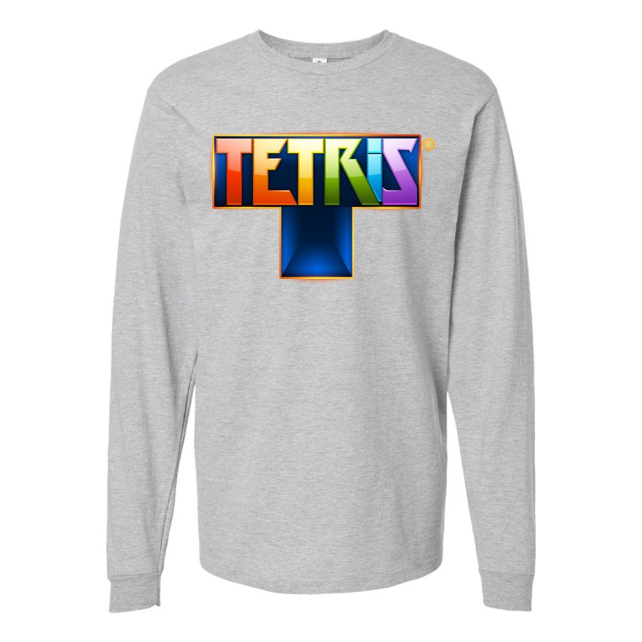 Men's Tetris Long sleeves Cotton Blend T-Shirt - Gray