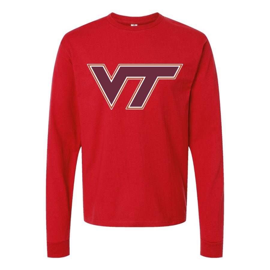 Men's Virginia Tech Hokies Logo Long sleeves Cotton Blend T-Shirt - Red