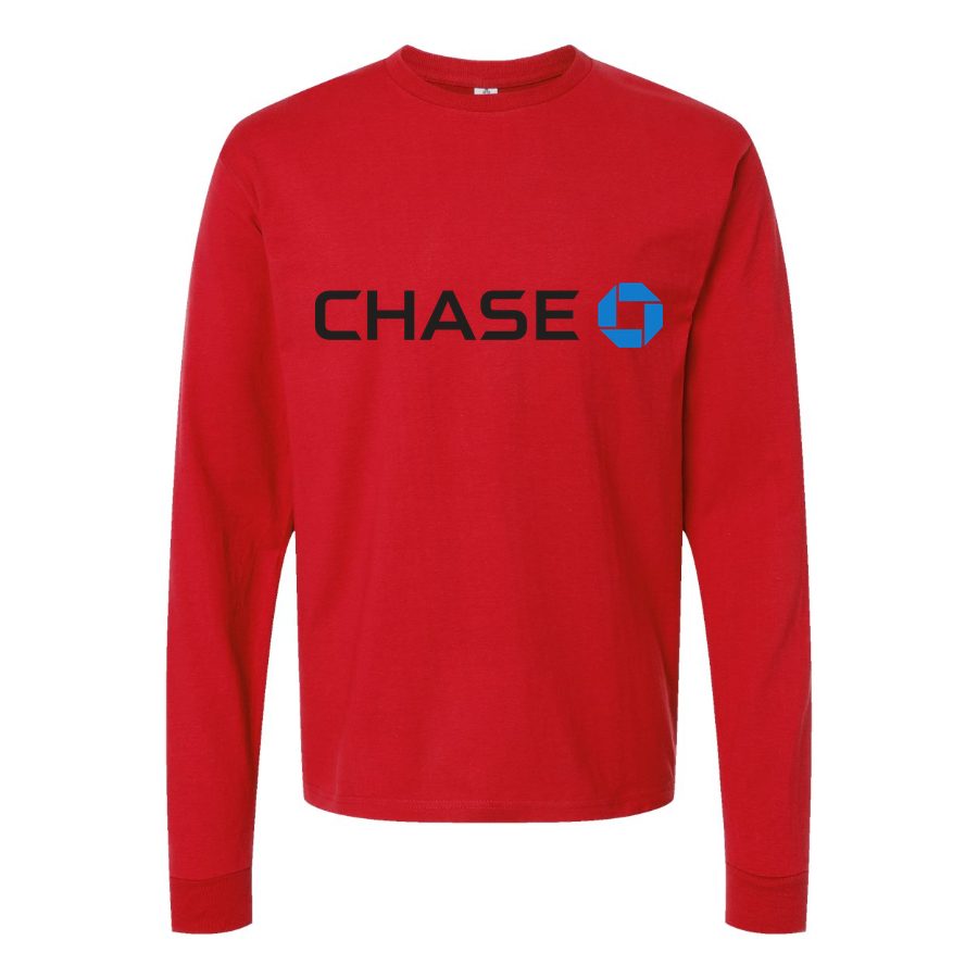 Men's Chase Black logo Long sleeves Cotton Blend T-Shirt - Red