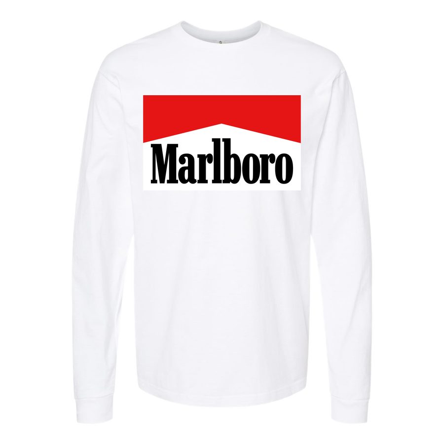 Men's Marlboro-Logo-1536x864 Long sleeves Cotton Blend T-Shirt - White