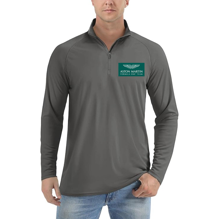 Aston Martin Formula One Team quarter-zip athletic shirt in Dark Gray