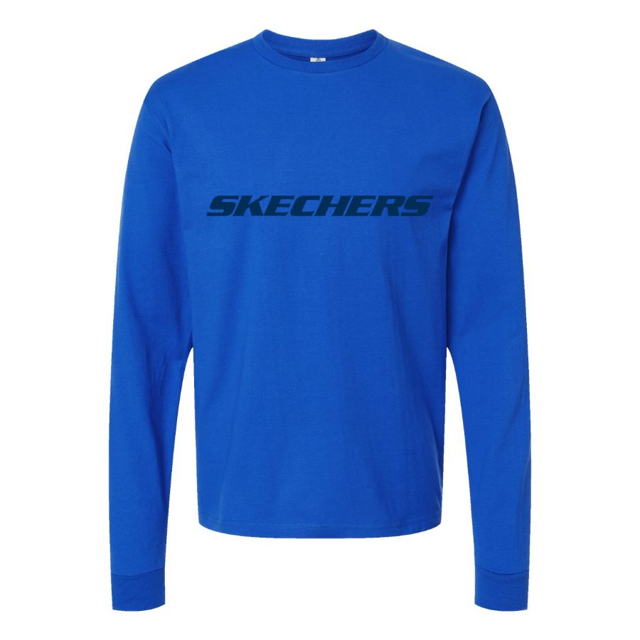 Men's Skechers-Logo-1536x864 Long sleeves Cotton Blend T-Shirt - Blue