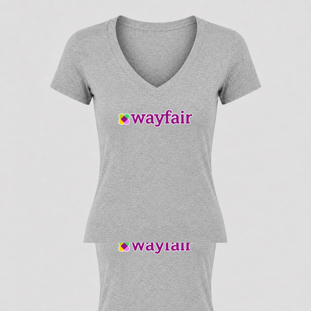 Women's Wayfair V Neck T-Shirt in gray