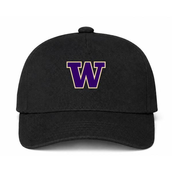 Washington Huskies Logo Black Dad Baseball Cap Hat