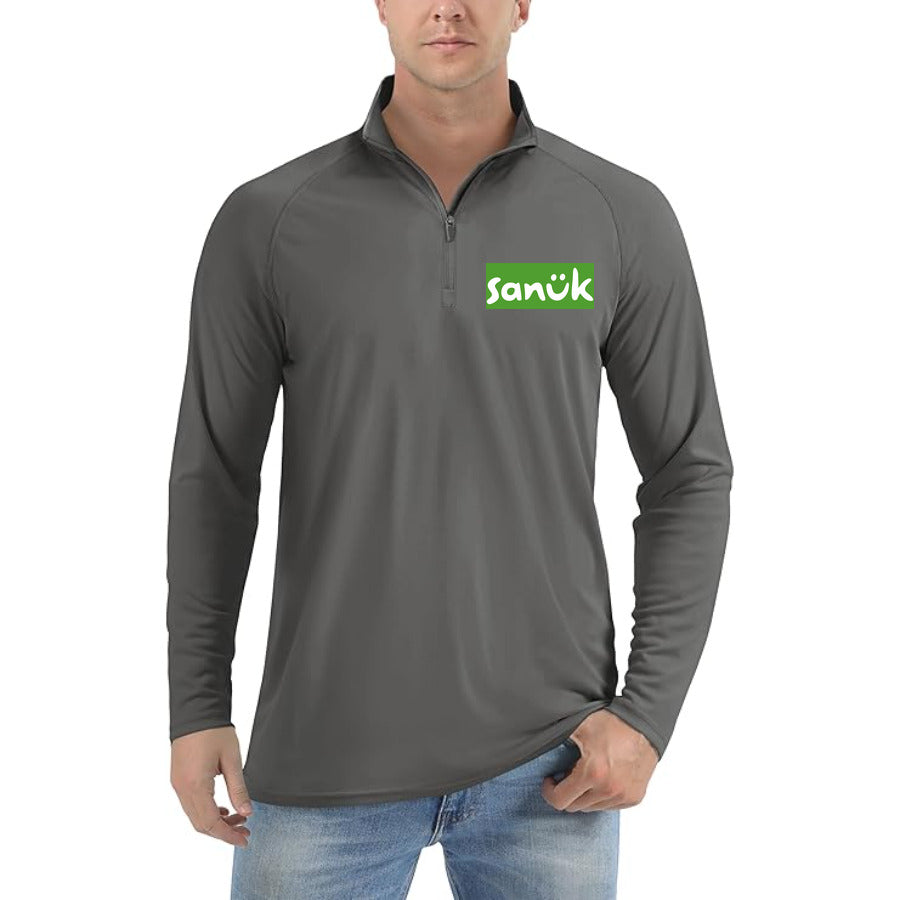Sanuk Logo quarter-zip athletic shirt in Dark Gray