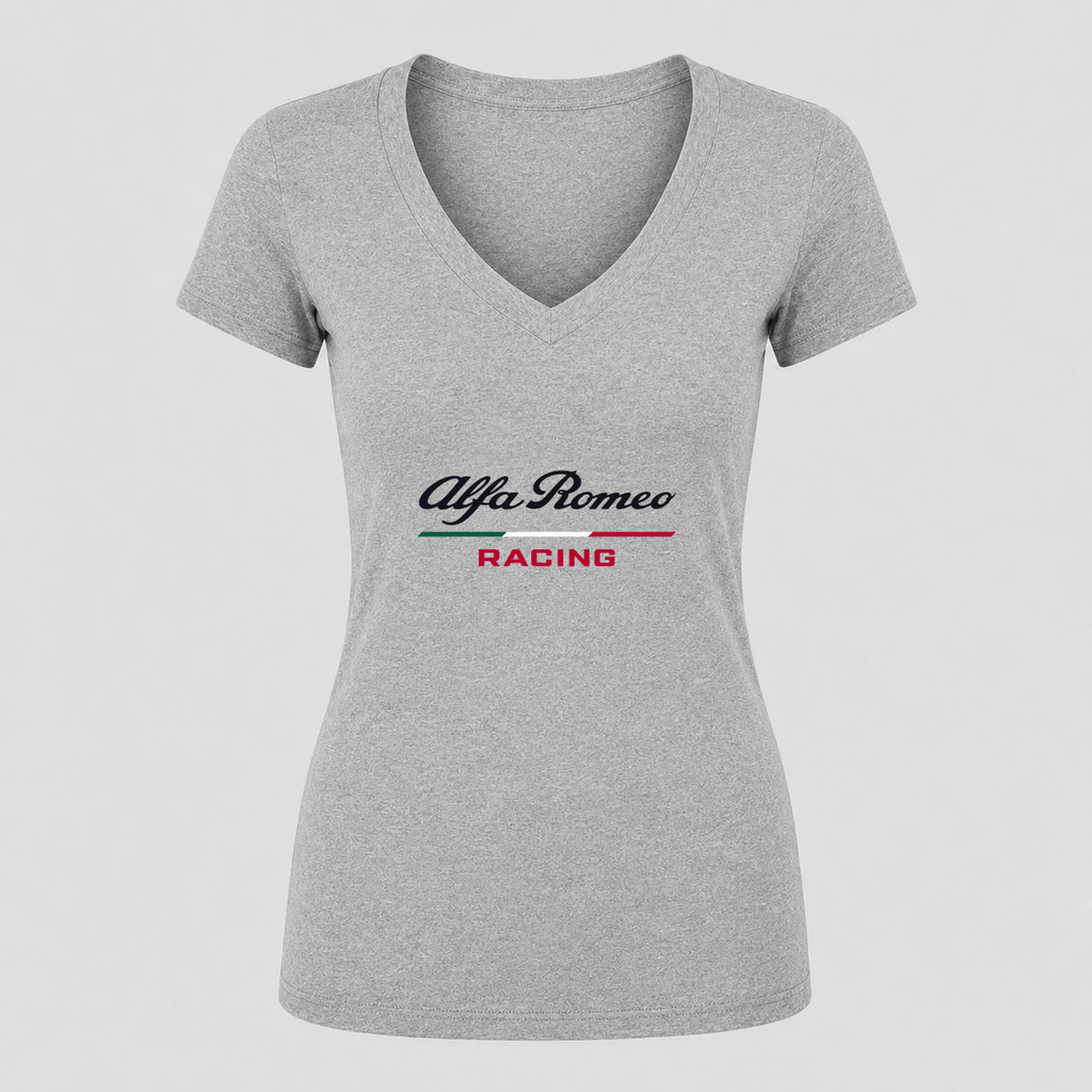 Women's Alfa Romeo Racing V Neck T-Shirt in gray