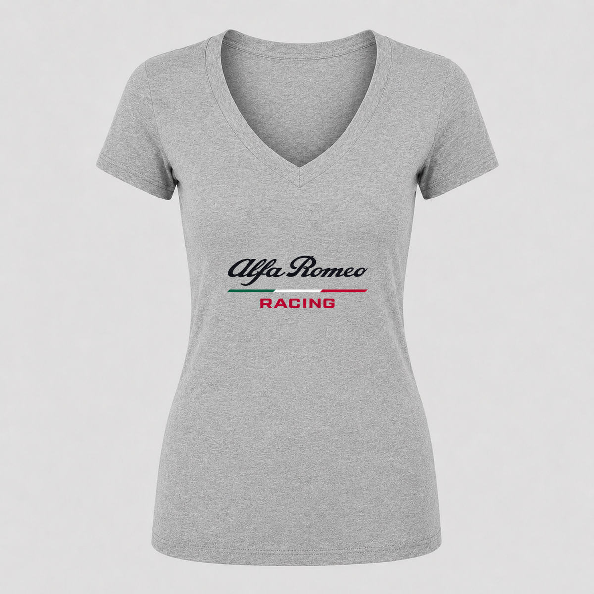 Women's Alfa Romeo Racing V Neck T-Shirt in gray