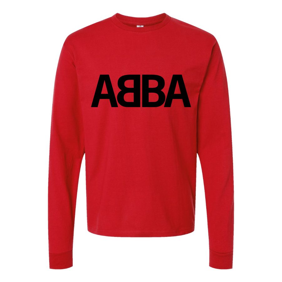 Men's Abba-Logo-768x432 Long sleeves Cotton Blend T-Shirt - Red