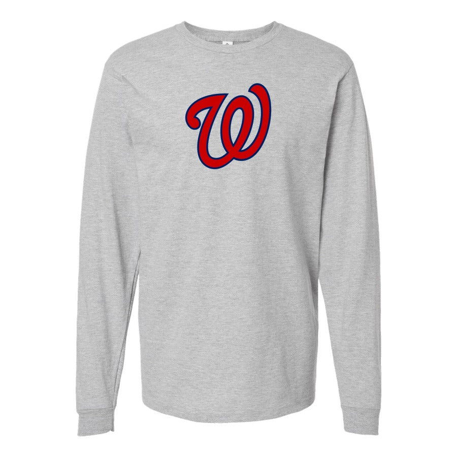 Men's Washington Nationals Long sleeves Cotton Blend T-Shirt - Gray