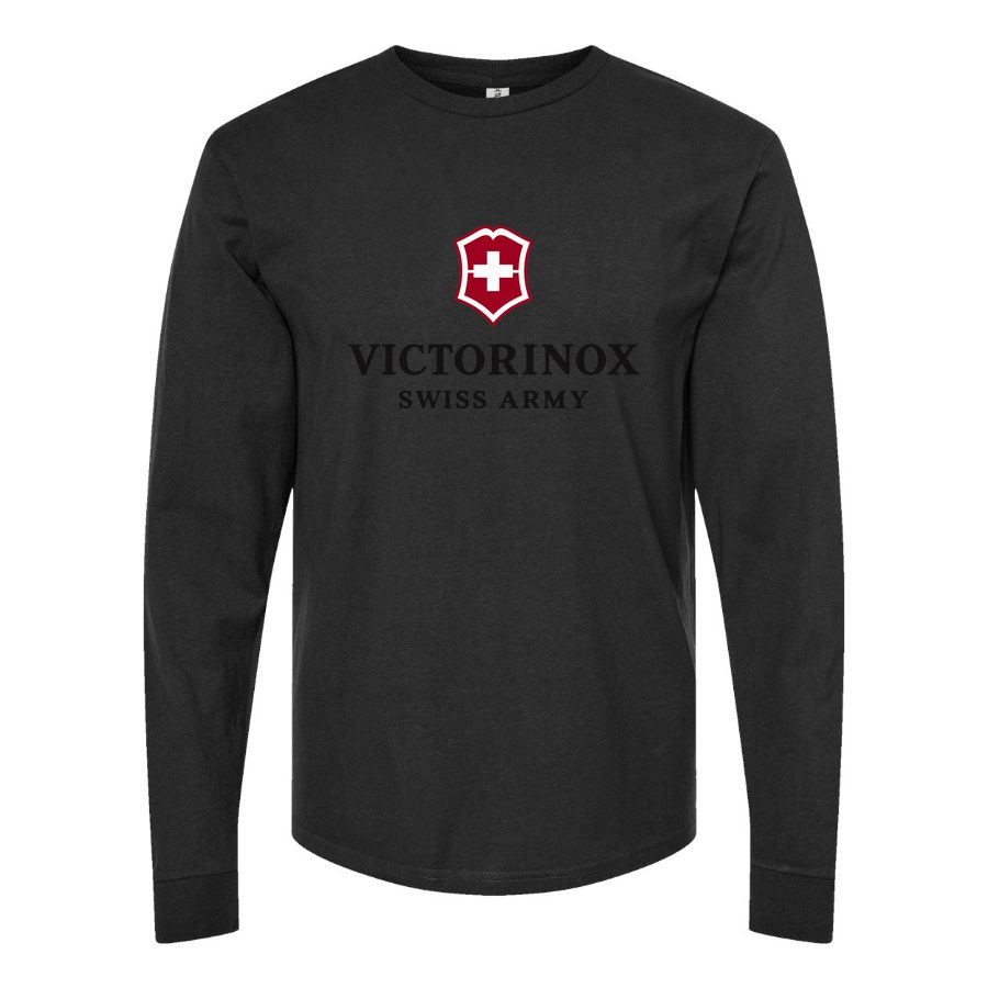 Men's Victorinox Swiss Army Long sleeves Cotton Blend T-Shirt - Black