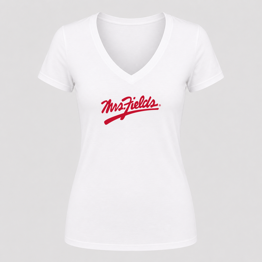 Women's Mrs. Fields V Neck T-Shirt in white