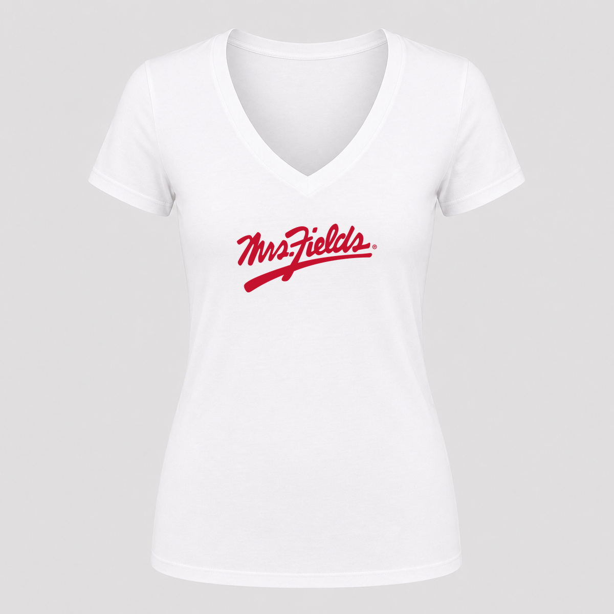 Women's Mrs. Fields V Neck T-Shirt in white