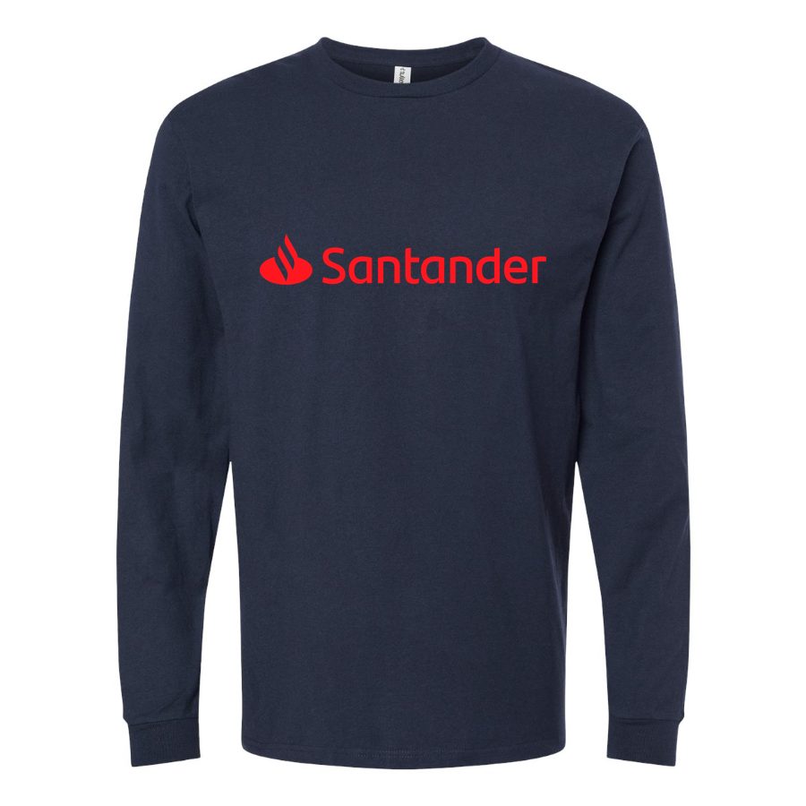 Men's Santander-Logo-1536x864 Long sleeves Cotton Blend T-Shirt - Navy