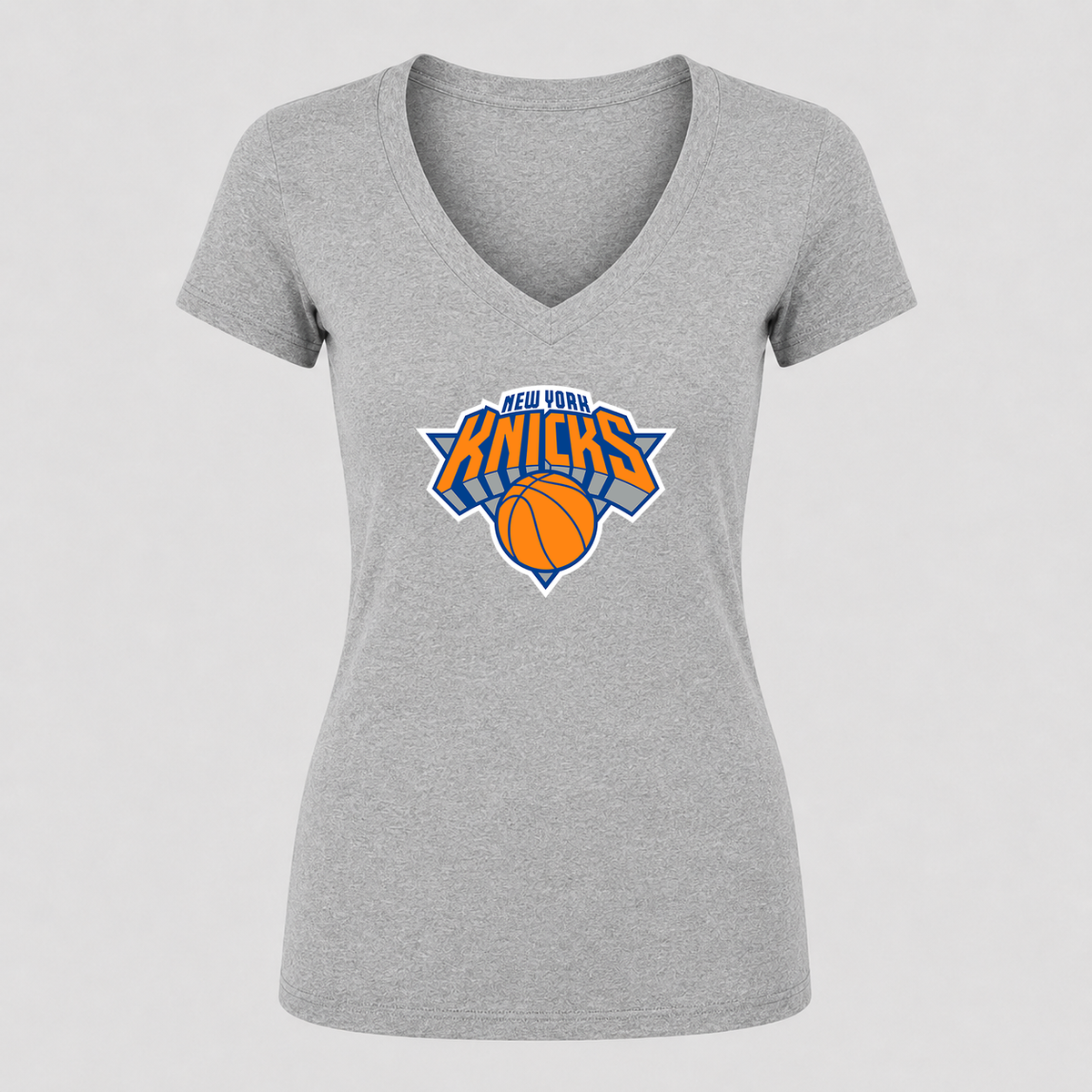Women's New York Knicks V Neck T-Shirt in gray