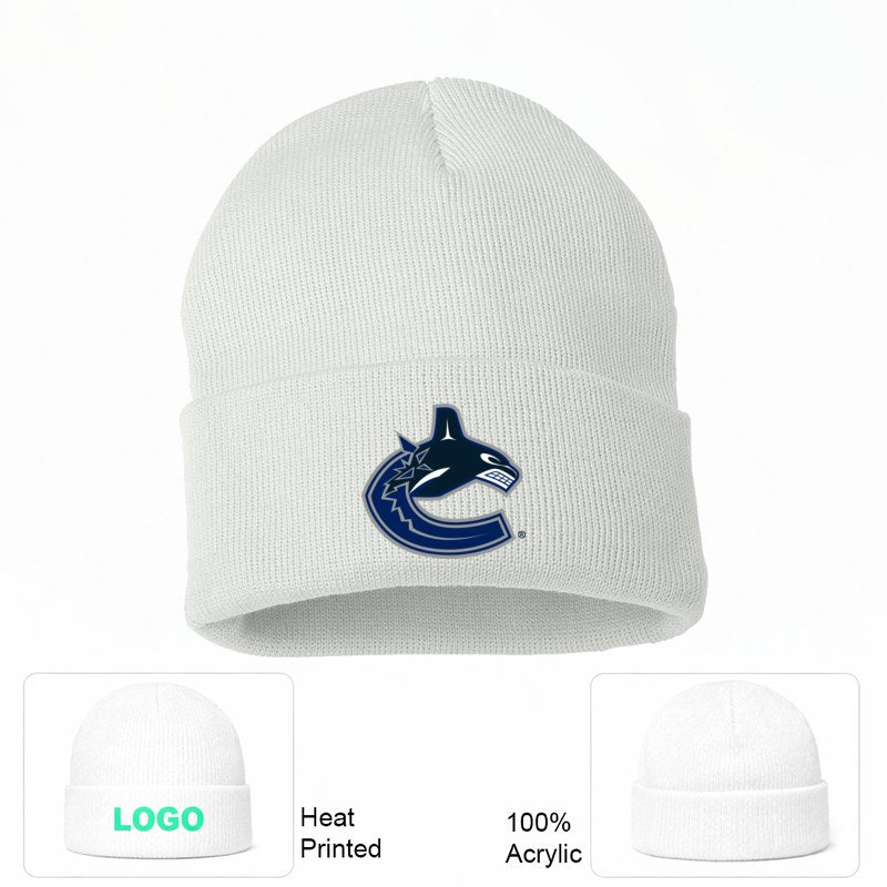 Vancouver Canucks White Beanie Hat